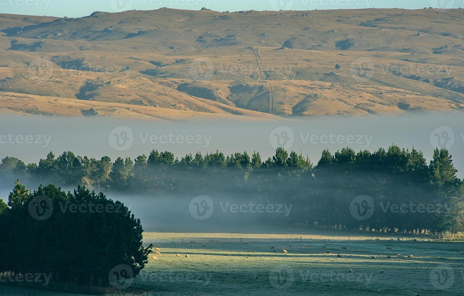 view of the valle on a foggy morning photo