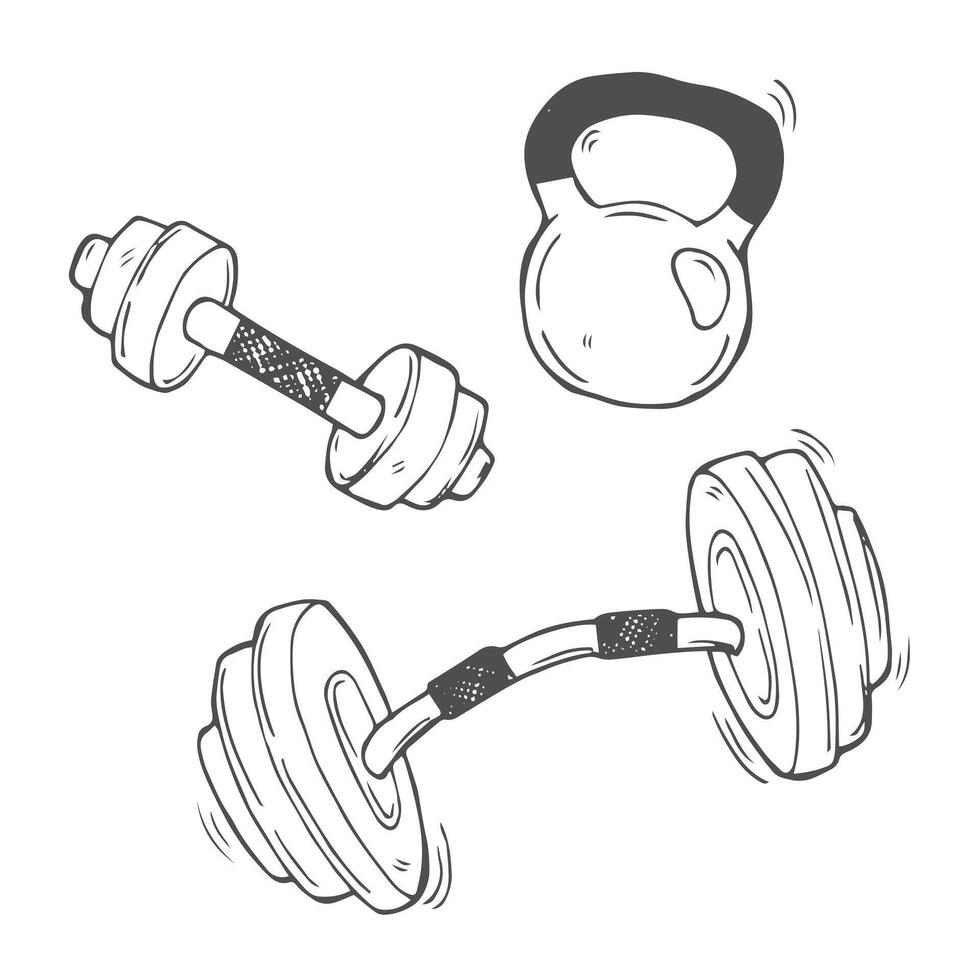 Sketch dumbbell weight illustration in vector