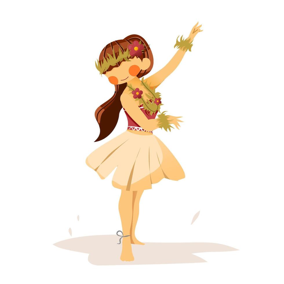 Women do hawai dance with white background vector