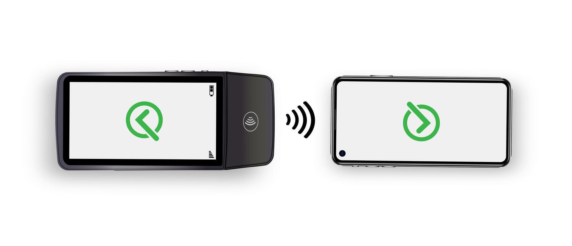 3D Realistic NFC Payment Terminal. Credit Card. Payment Machine. Template for Bank Payment Contactless Terminal. POS Terminal. vector