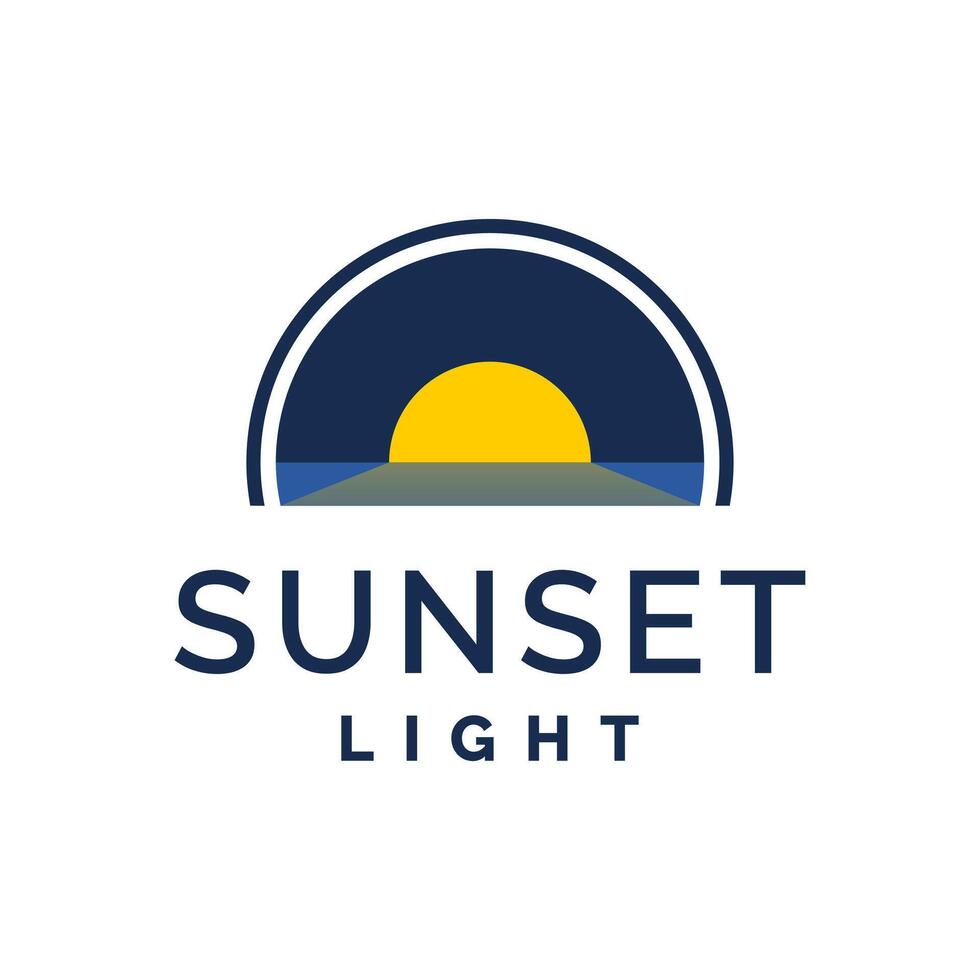 simple retro illustration of a sun on the sea. sunset logo good for any business or related to beach vector