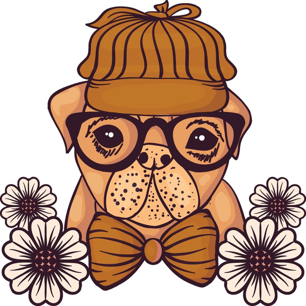Cute Flowers Dog vector