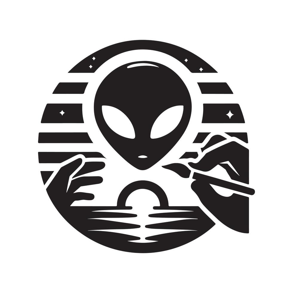 Alien Sunset Black Graphic for Marketing vector