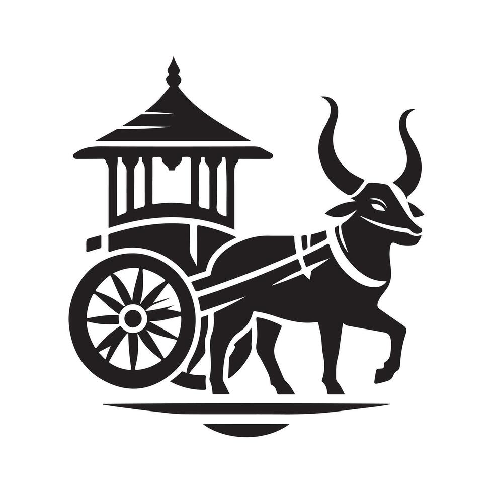 Bullock Cart Cat Silhouette for Business Logos vector