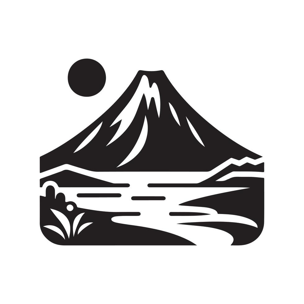 Minimalist Volcano Black Silhouette vector