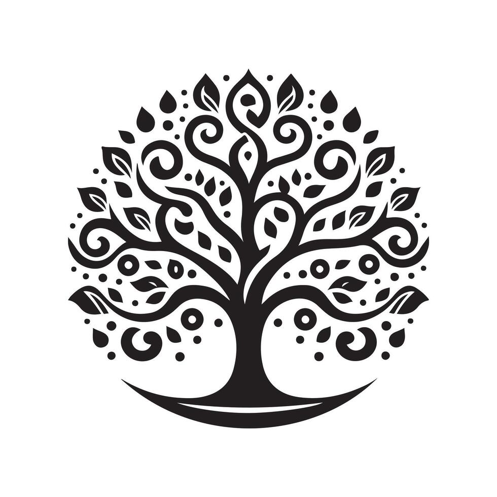 Timeless Tree of Life Black Silhouette vector