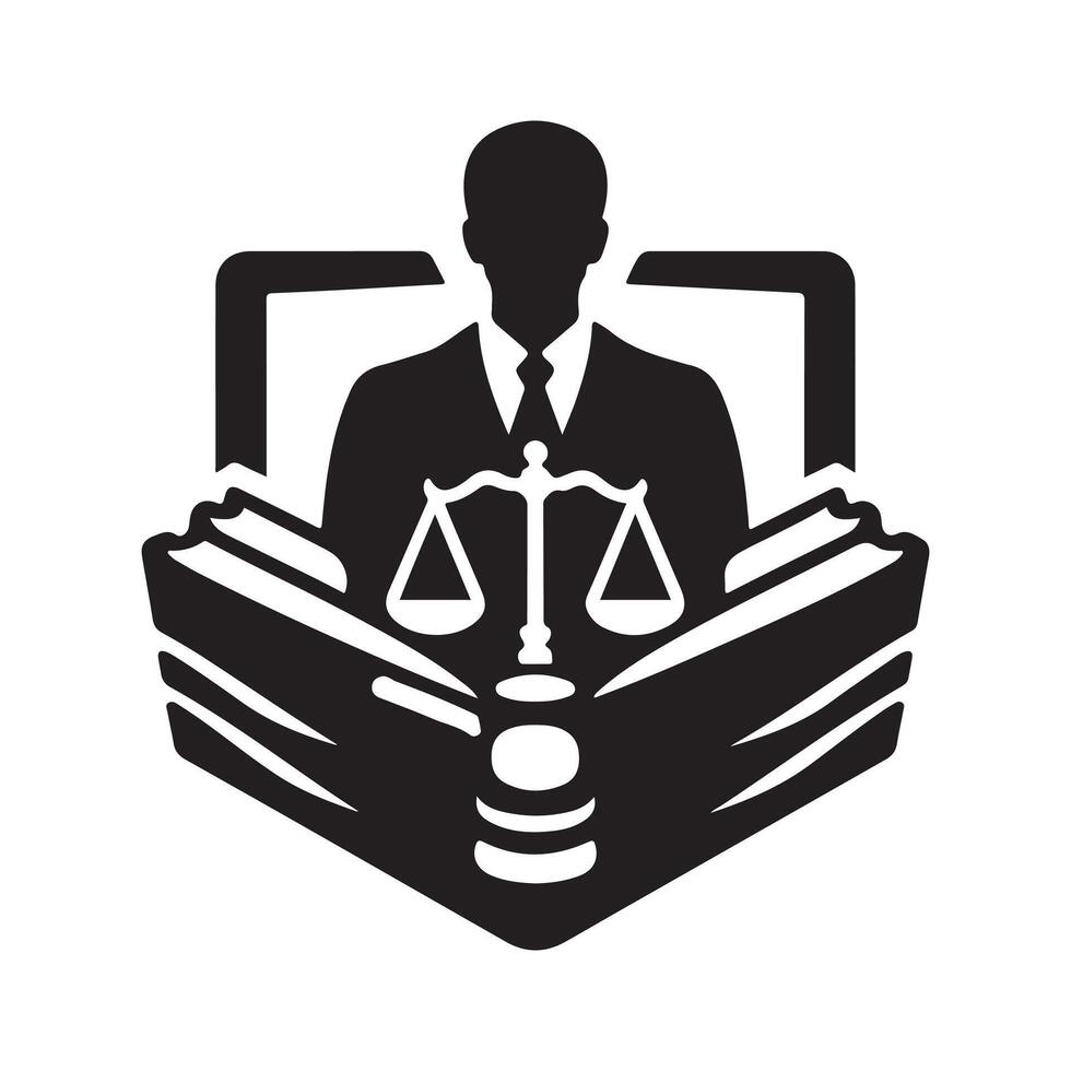 Black Silhouette of Law Firm Symbols vector