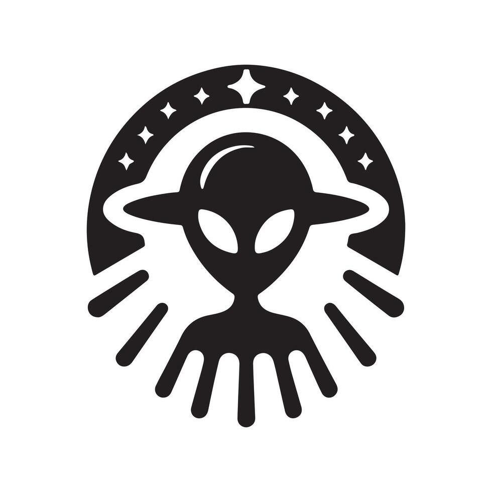 Creative UFO Alien Fairies Black Silhouette vector