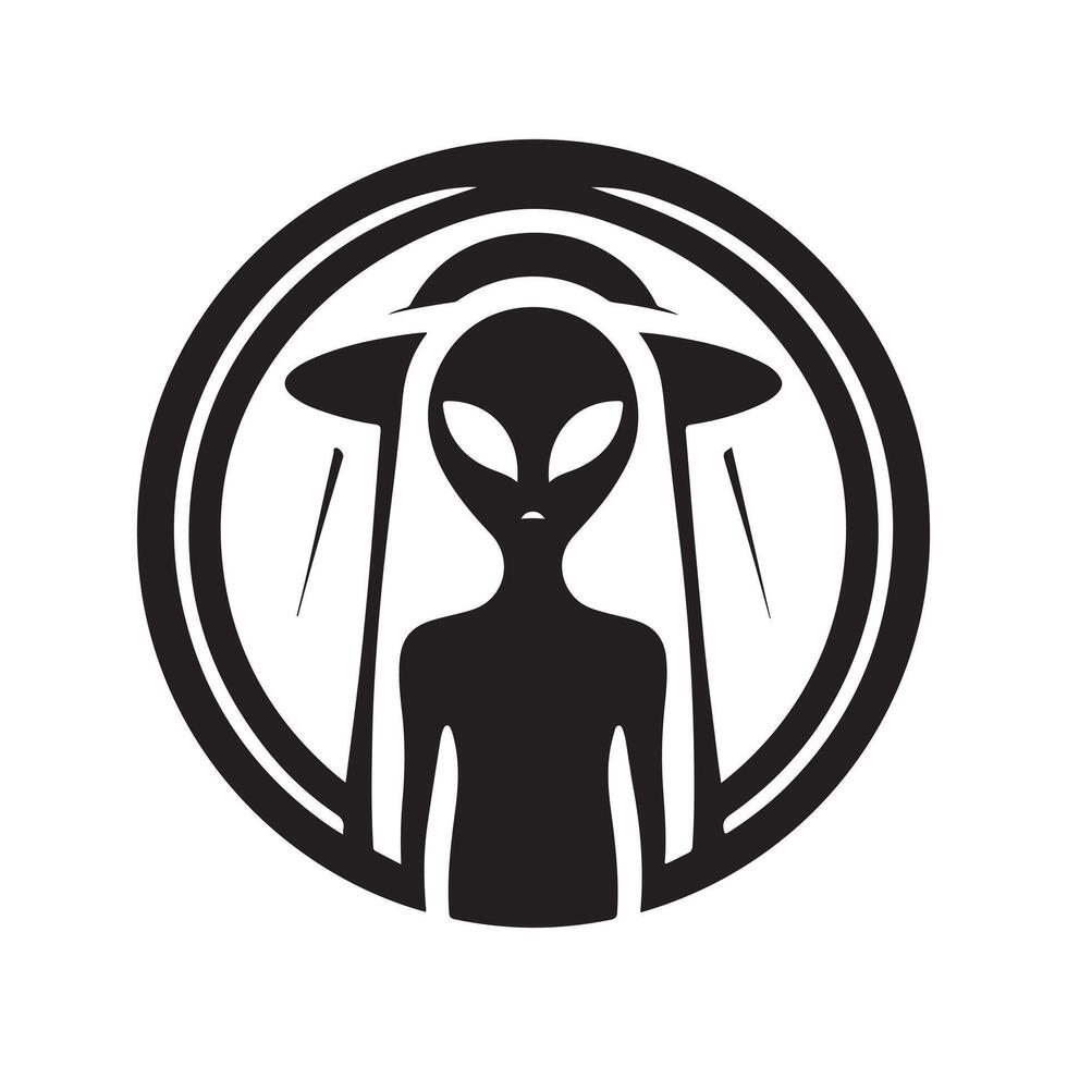 UFO Alien Fairies Black Image for Digital Use vector