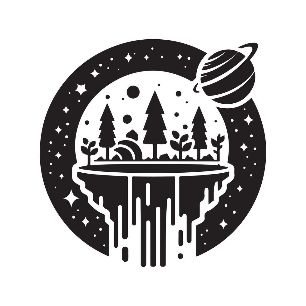 Futuristic Floating Garden in Space Vectors Art