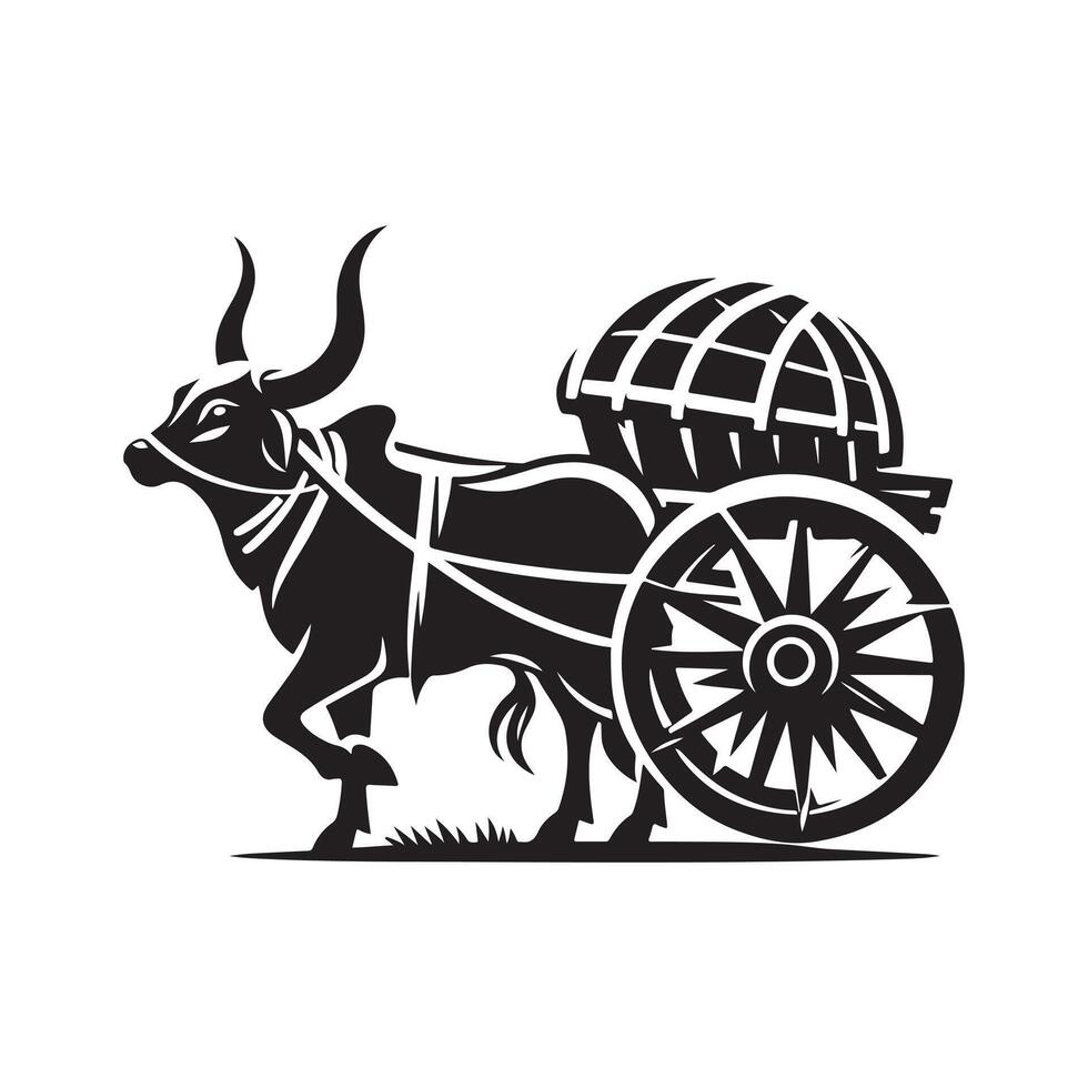 Bullock Cart Cat for Invitation Cards vector