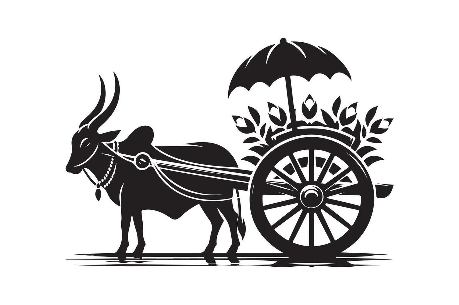 Artistic Bullock Cart Cat Silhouette for Business vector