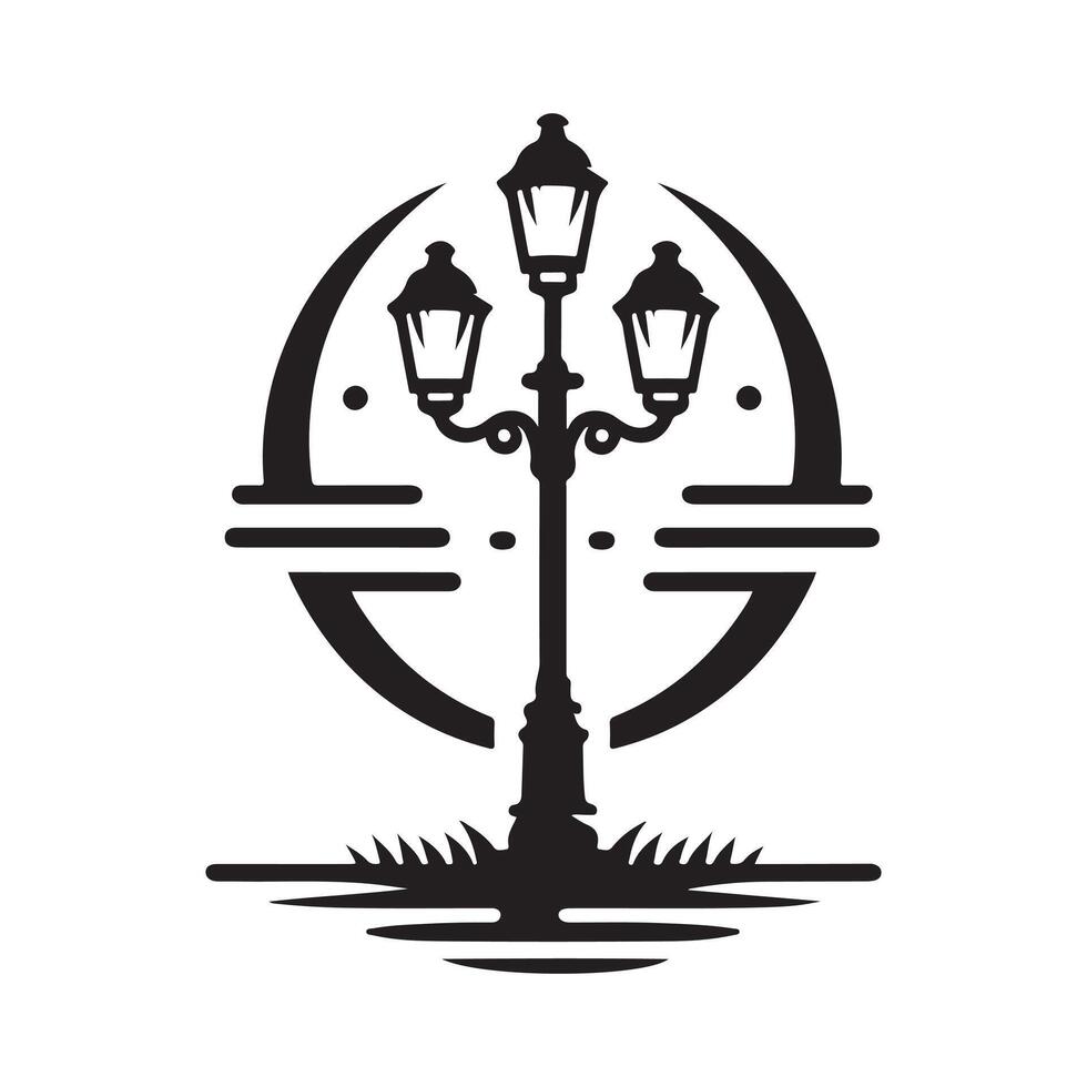 Classic Urban Lamp Post Outline vector