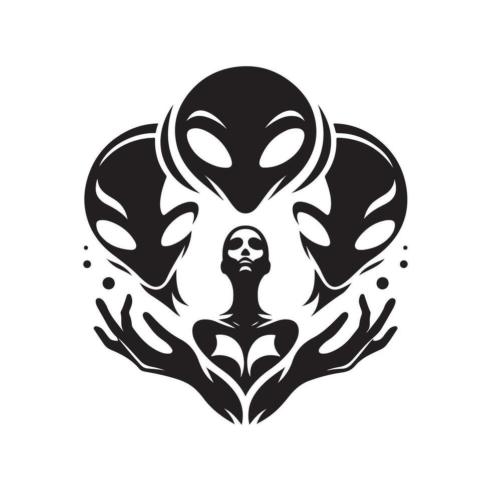Alien Silhouette in Black for Print Use vector