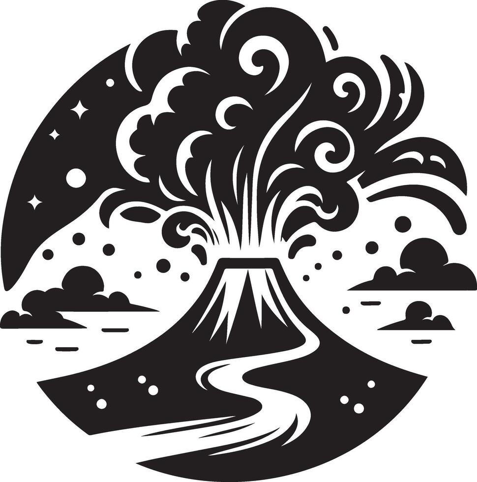 Volcano Black Illustration for Projects vector