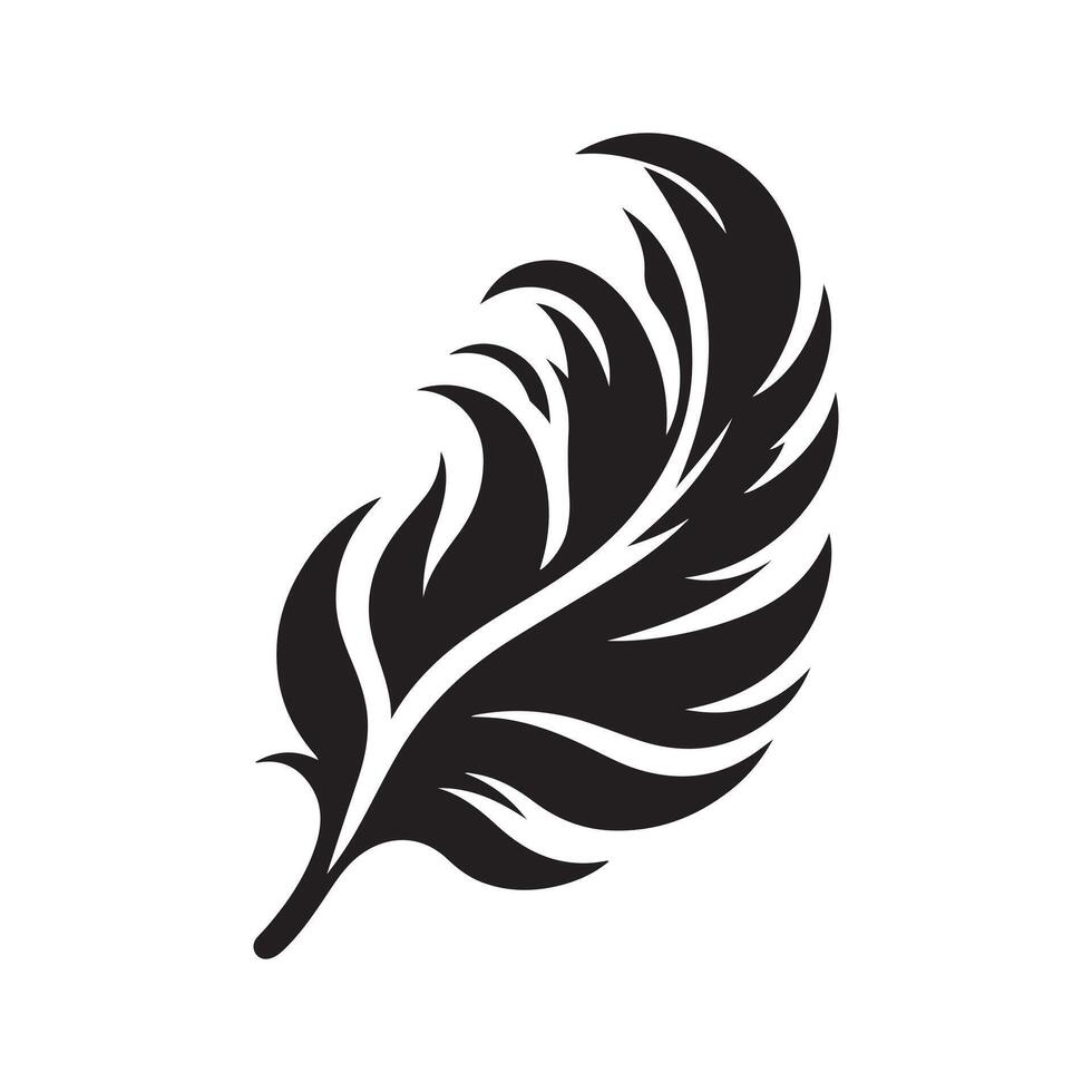Feather Silhouette Design in Black Color vector