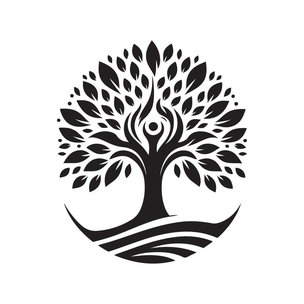 Elegant Black Tree of Life Design vector