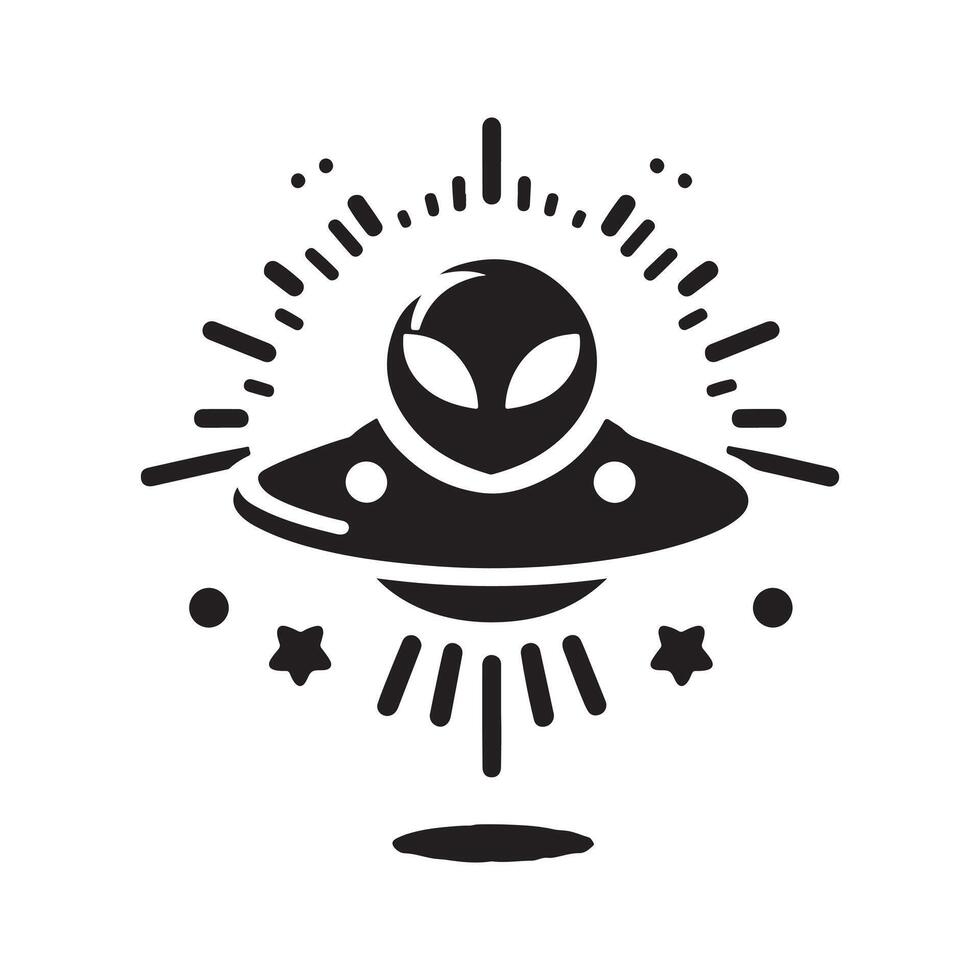 Futuristic UFO Alien Fairies Black Silhouette vector