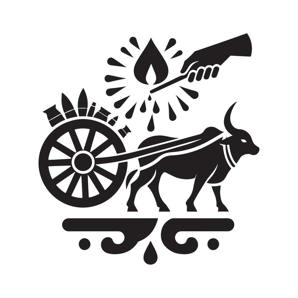 Stylish Bullock Cart Cat Illustration for Artworks vector