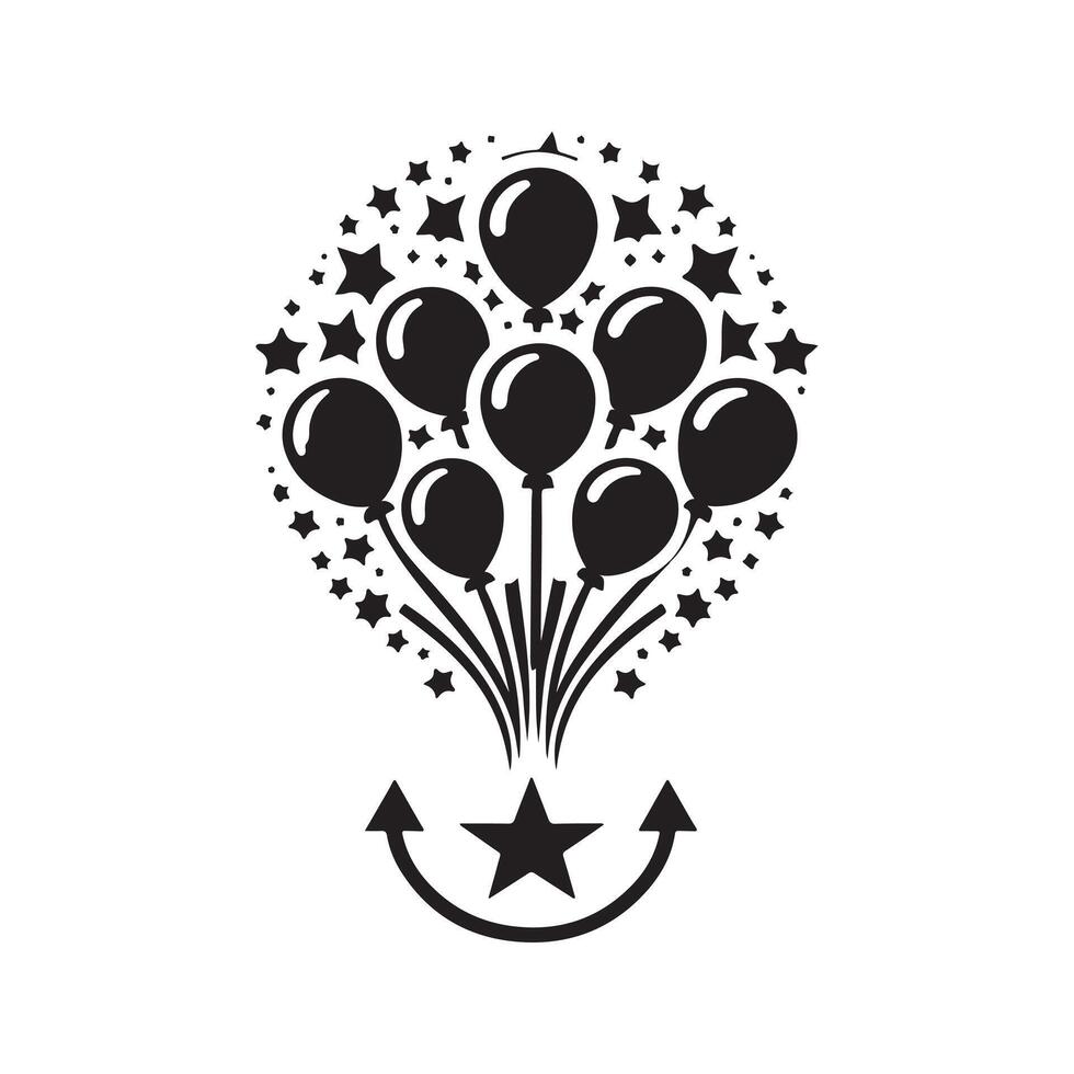 Black Silhouette Balloons for Creative Use vector