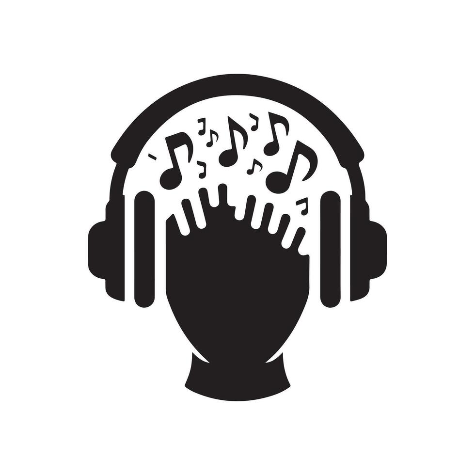 Headphonic Black Silhouette for Designers vector