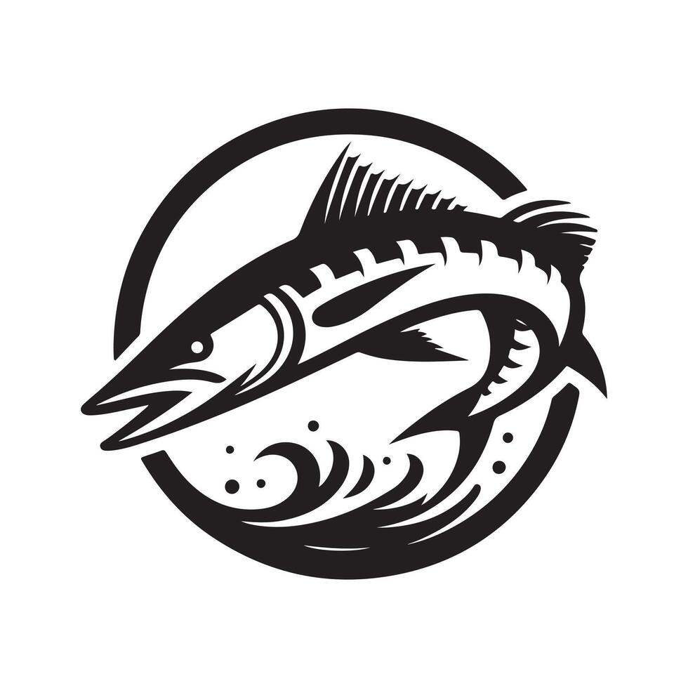 Unique Black Barracuda Silhouette Clipart vector