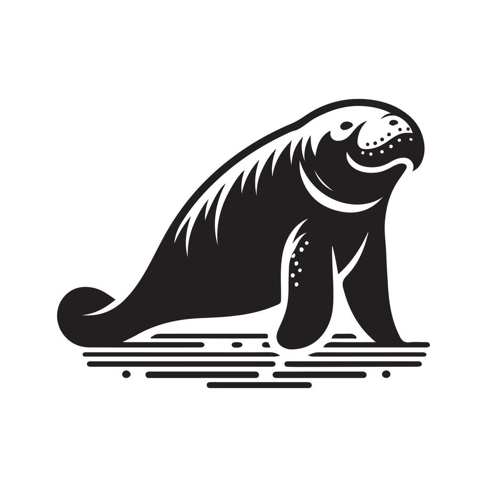Black Silhouette Manatee for Commercial Use vector