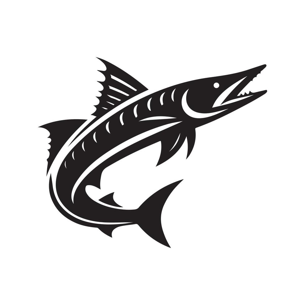 Bold Barracuda Black Silhouette Artwork vector