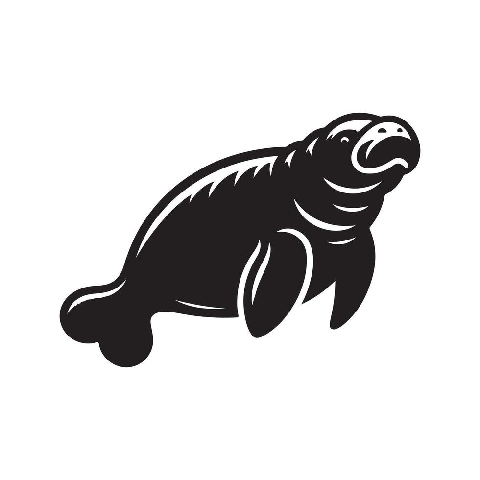 Black Silhouette Manatee Image vector