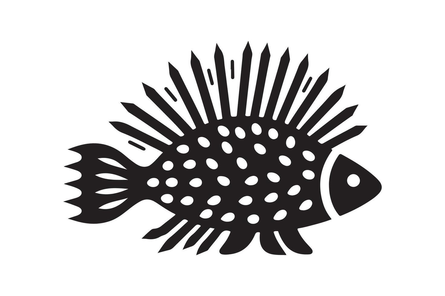 Elegant Silhouette of Porcupinefish in Black vector