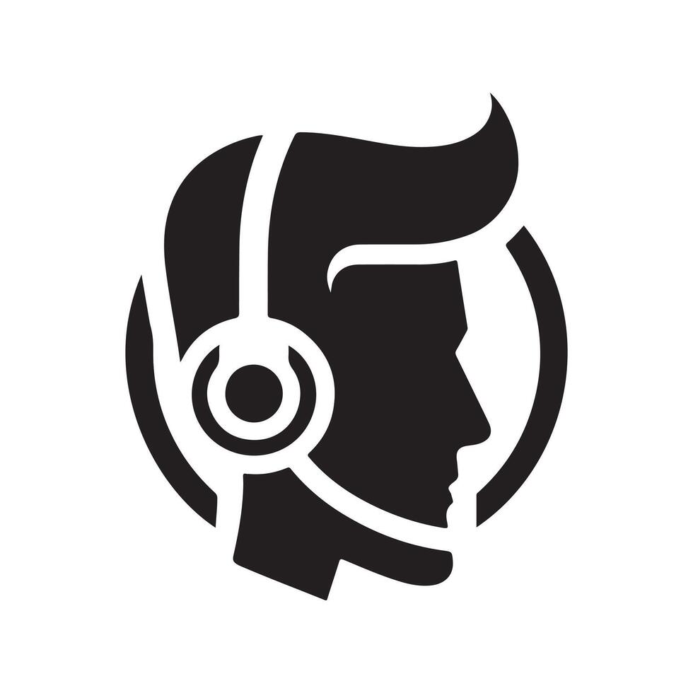 Black Headphonic Silhouette Artwork vector