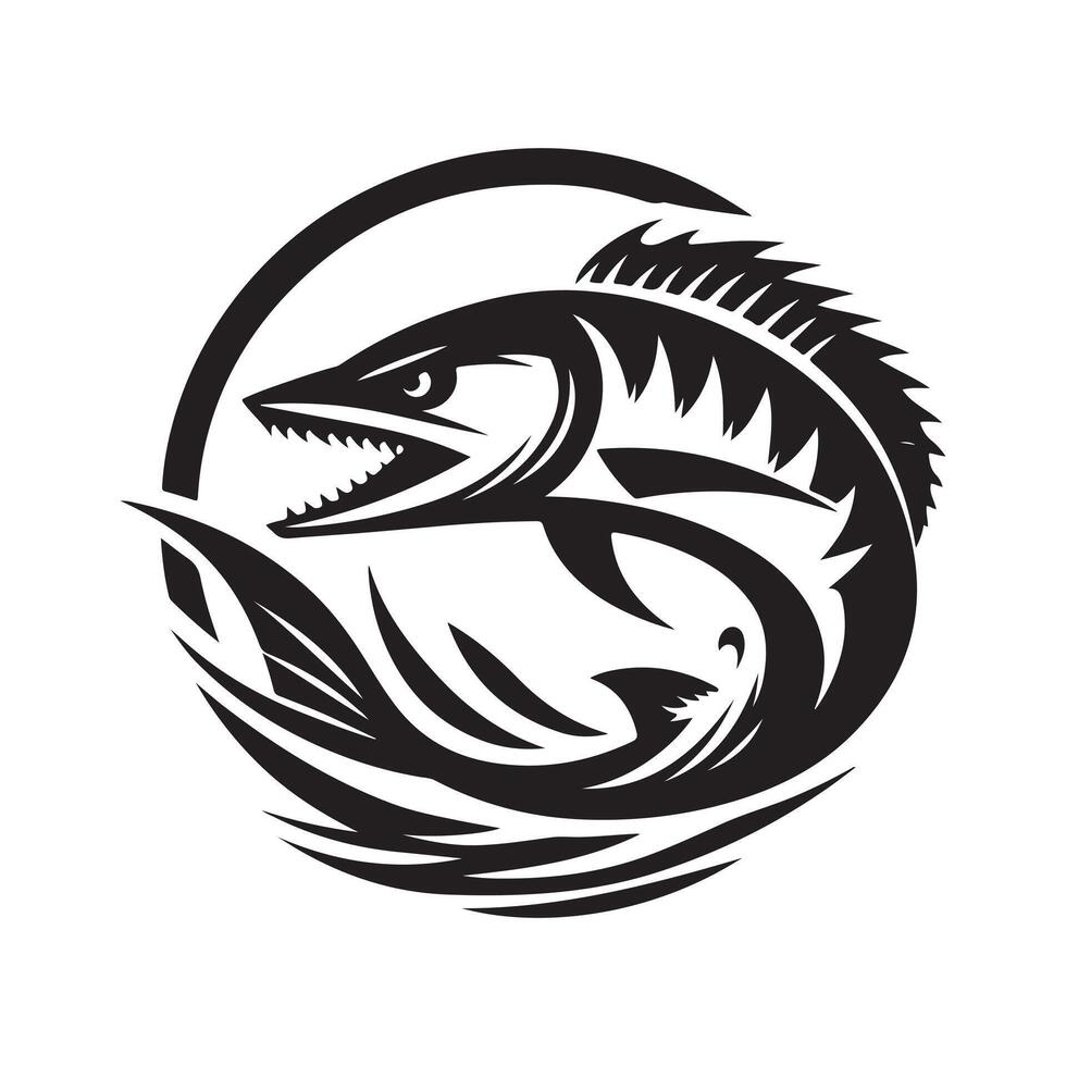 Barracuda Black Silhouette Design for Logos vector