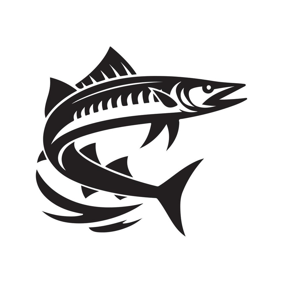 Barracuda Silhouette Black Design for Flyers vector
