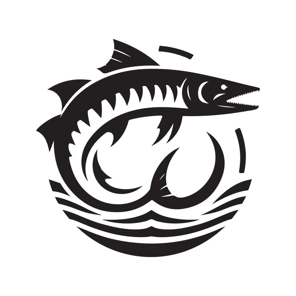 Clean Barracuda Silhouette in Black vector