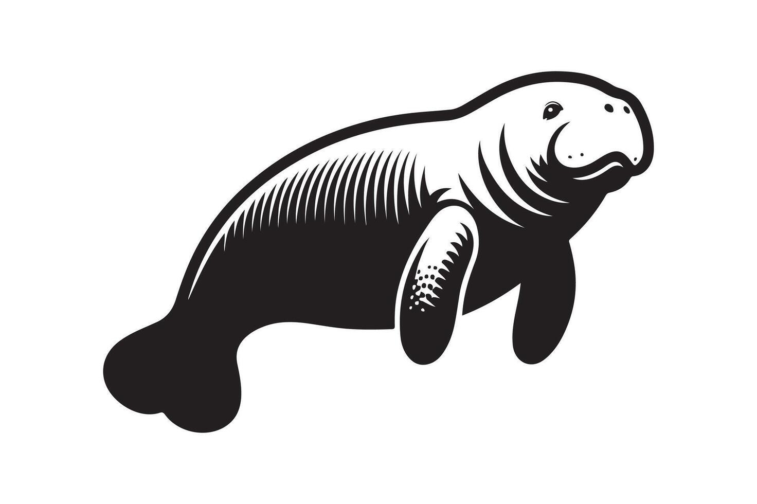 Beautiful Black Manatee Silhouette for Designers vector