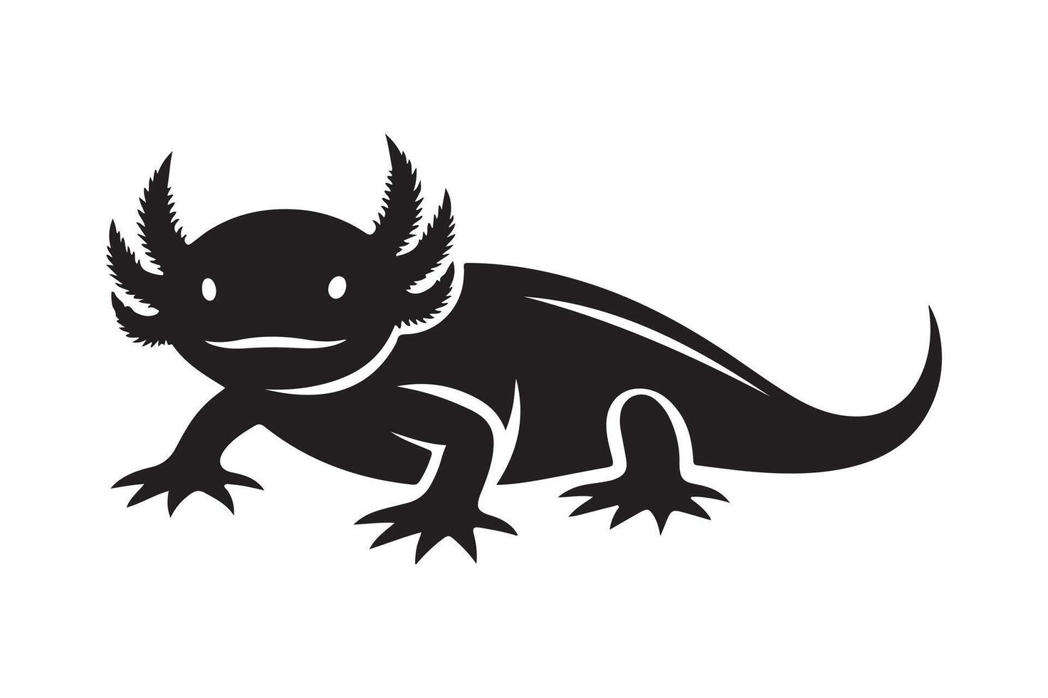 Modern Axoloti Black Silhouette Graphic vector
