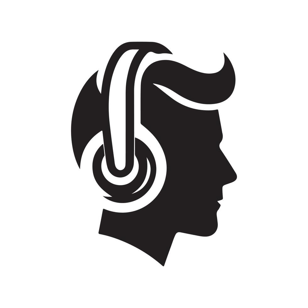 Headphonic Silhouette for Music Projects vector