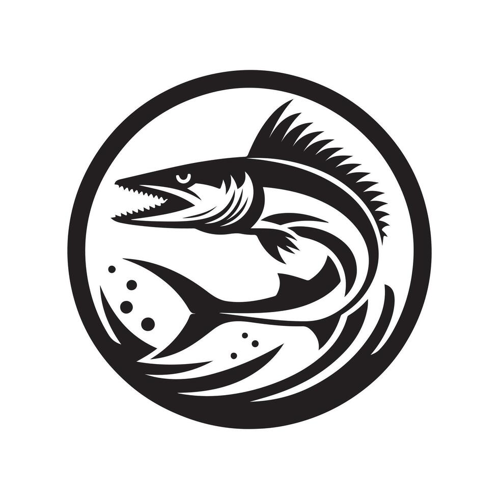 Unique Barracuda Silhouette in Black vector