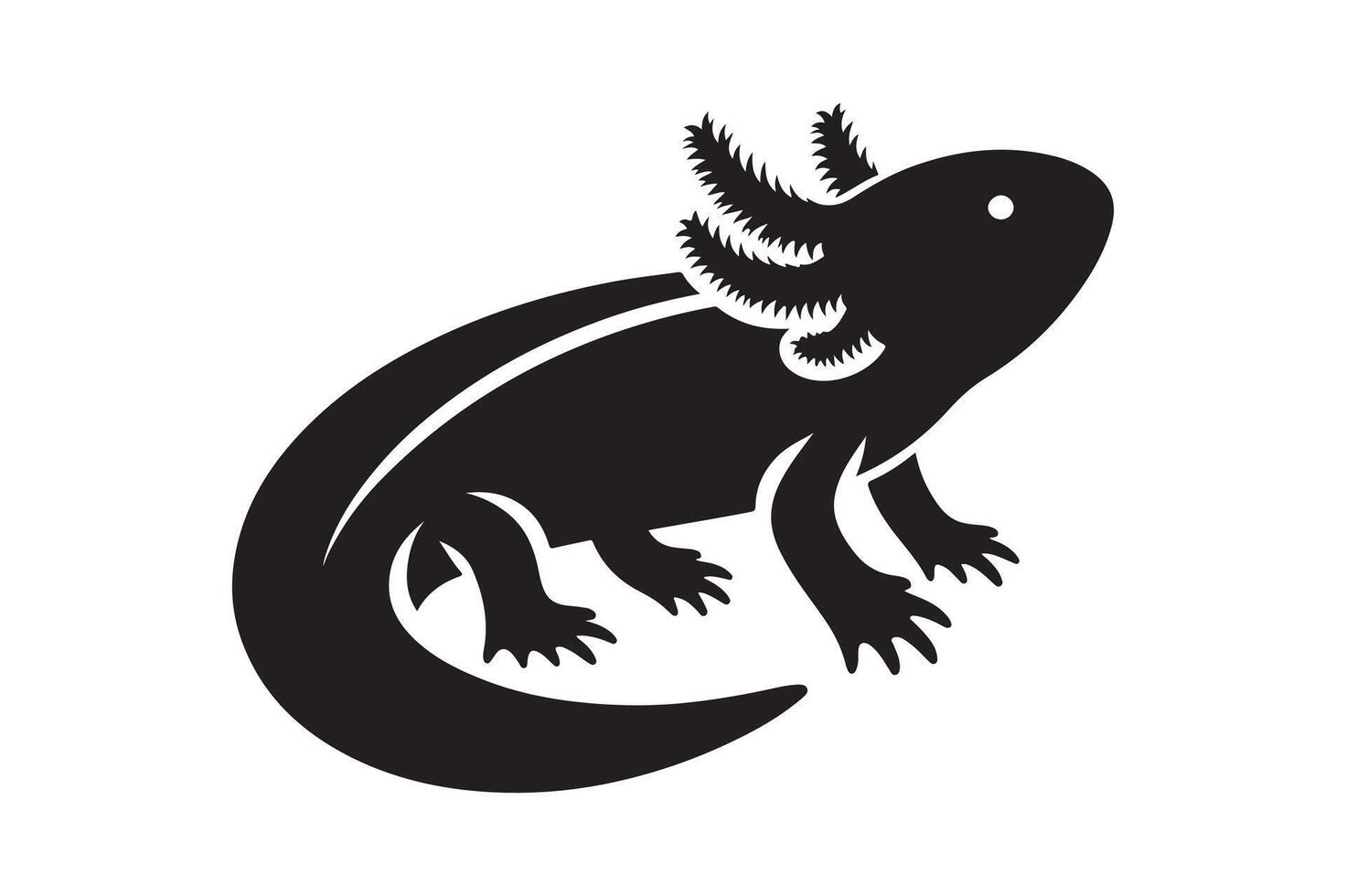 Creative Axoloti Black Silhouette Design vector