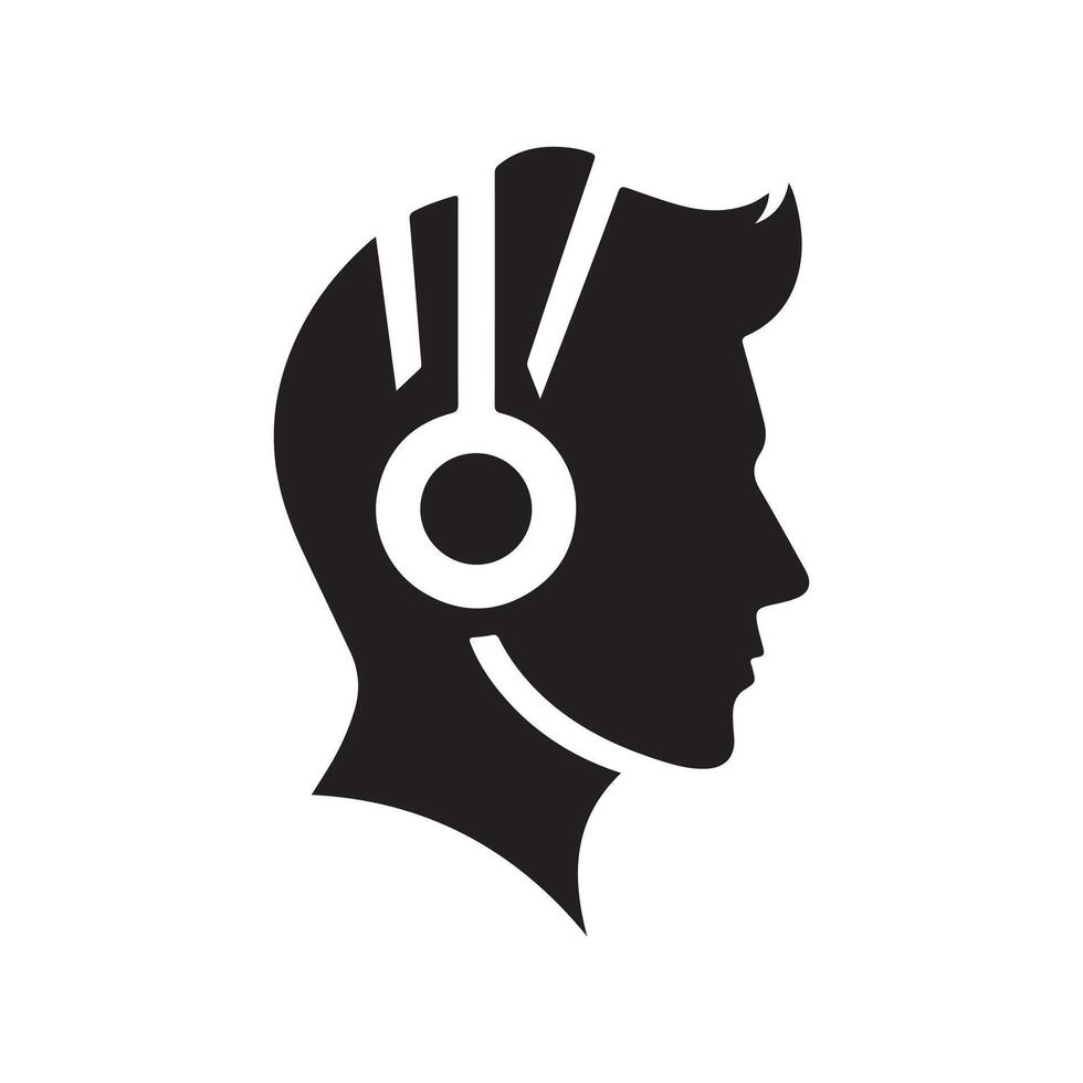 Unique Headphonic Black Silhouette Image vector