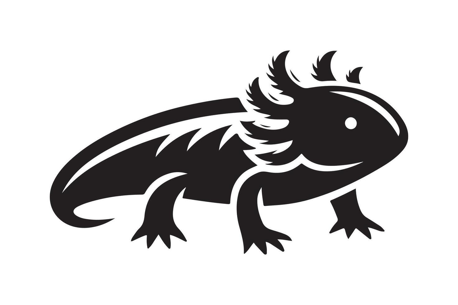 Design of Axoloti Black Silhouette Drawing vector