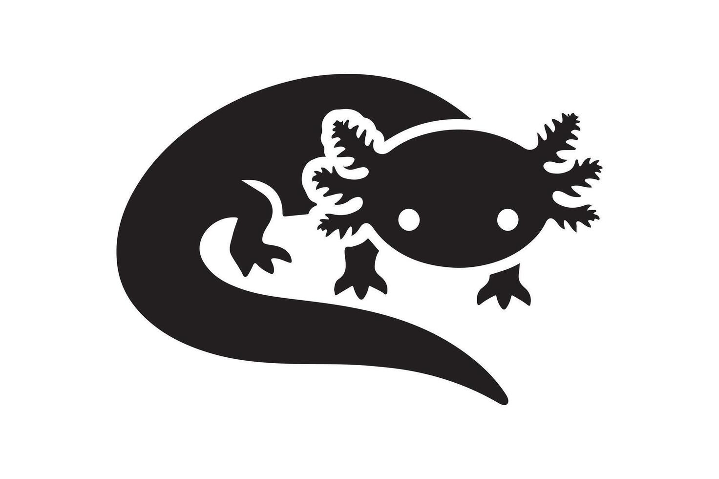 Axoloti Silhouette in Black and White vector