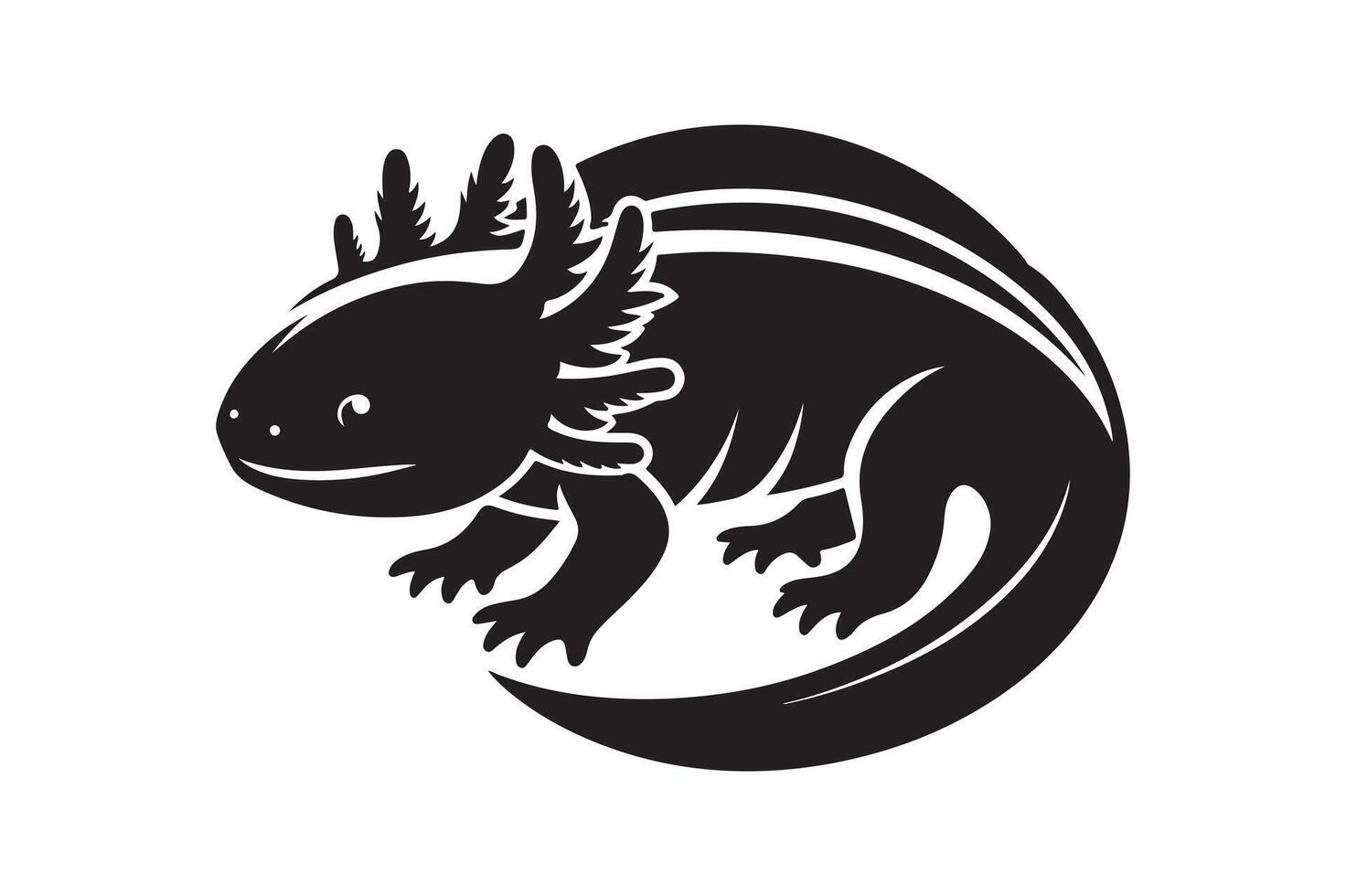 Axoloti Black Silhouette for Creative Uses vector