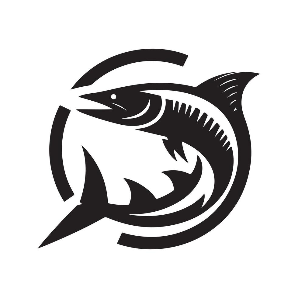Artistic Barracuda Black Silhouette vector