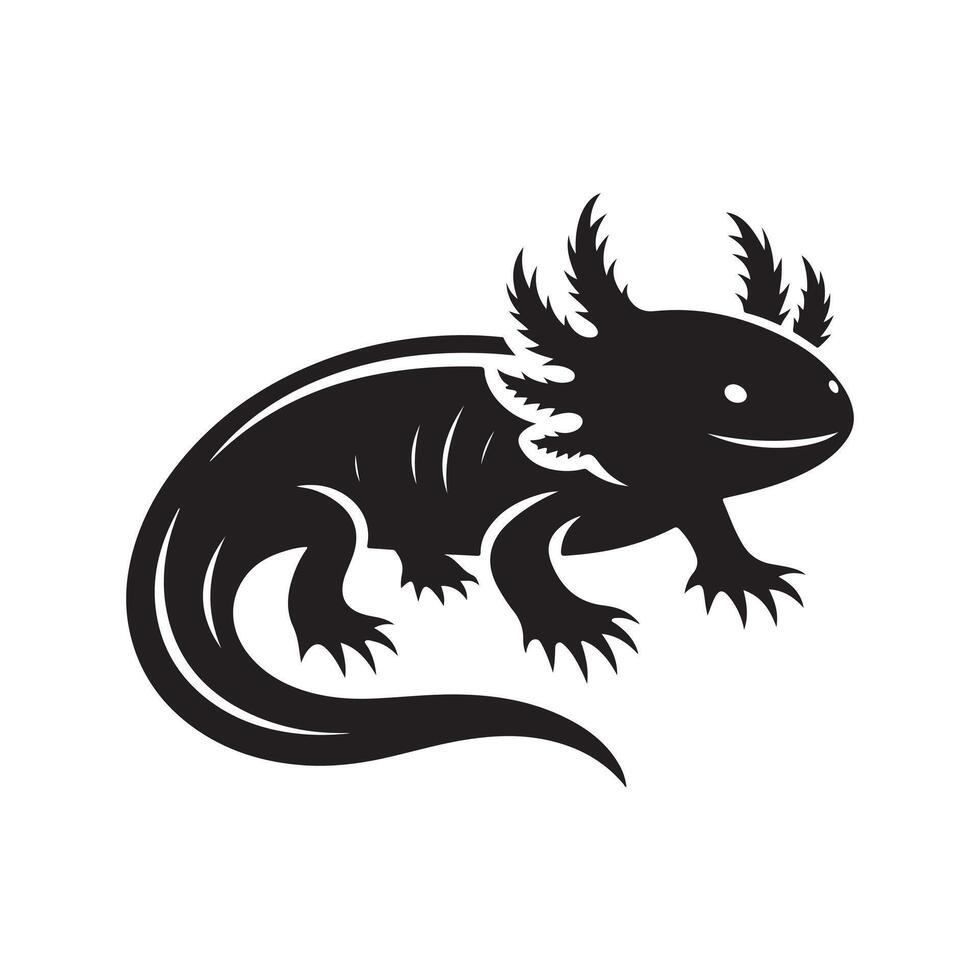 Stunning Axoloti Black Silhouette Drawing vector