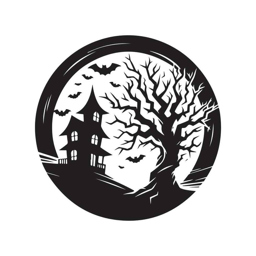 Halloween Tree Black Silhouette for Logos vector
