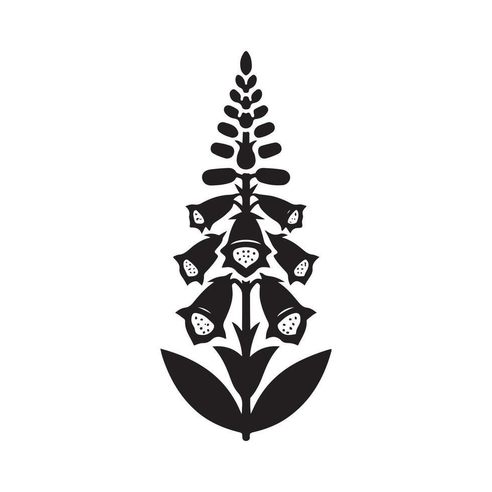 Foxglove Black Silhouette for Print Projects vector