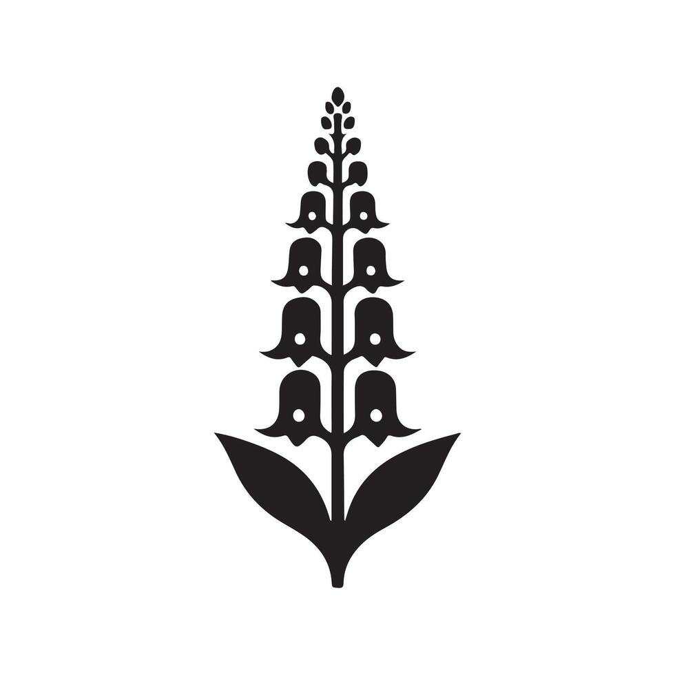 Elegant Foxglove Black Silhouette Design vector