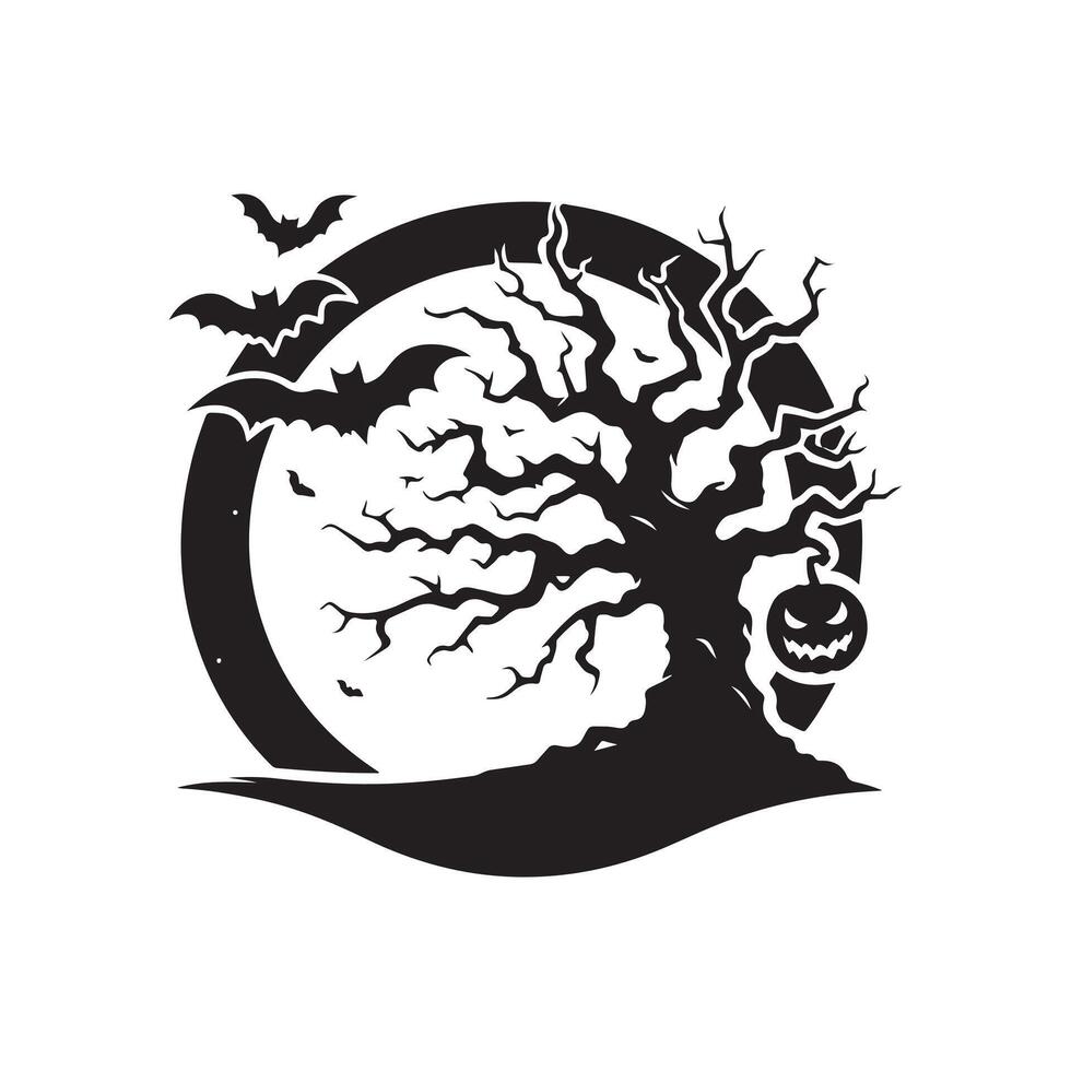 Halloween Tree Black Silhouette for Apparel vector