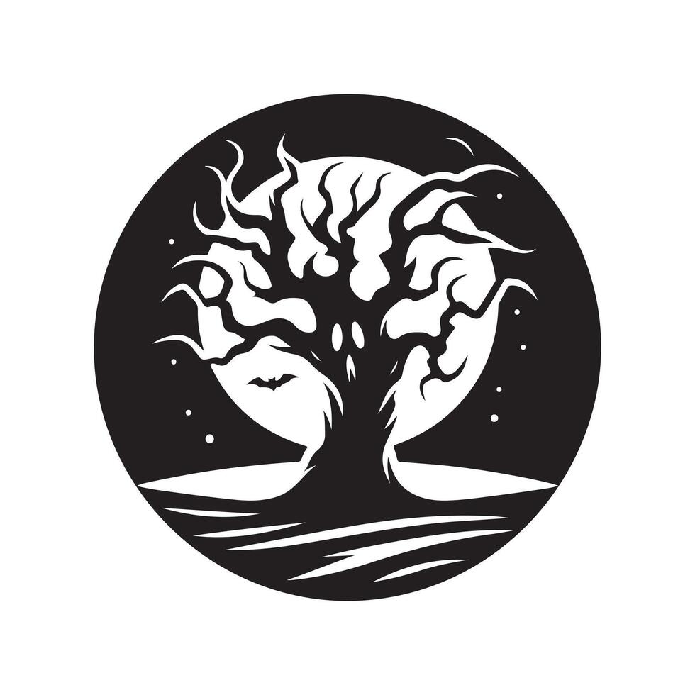 Halloween Tree Black Silhouette for Clothing Brands vector